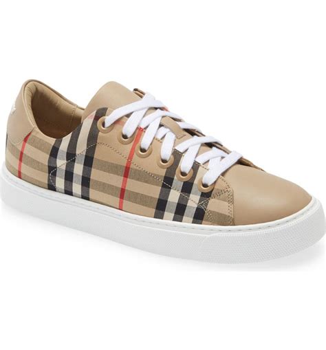 burberry checked lace-up sneakers|Burberry Albridge Vintage Check Low Top Sneaker (Women).